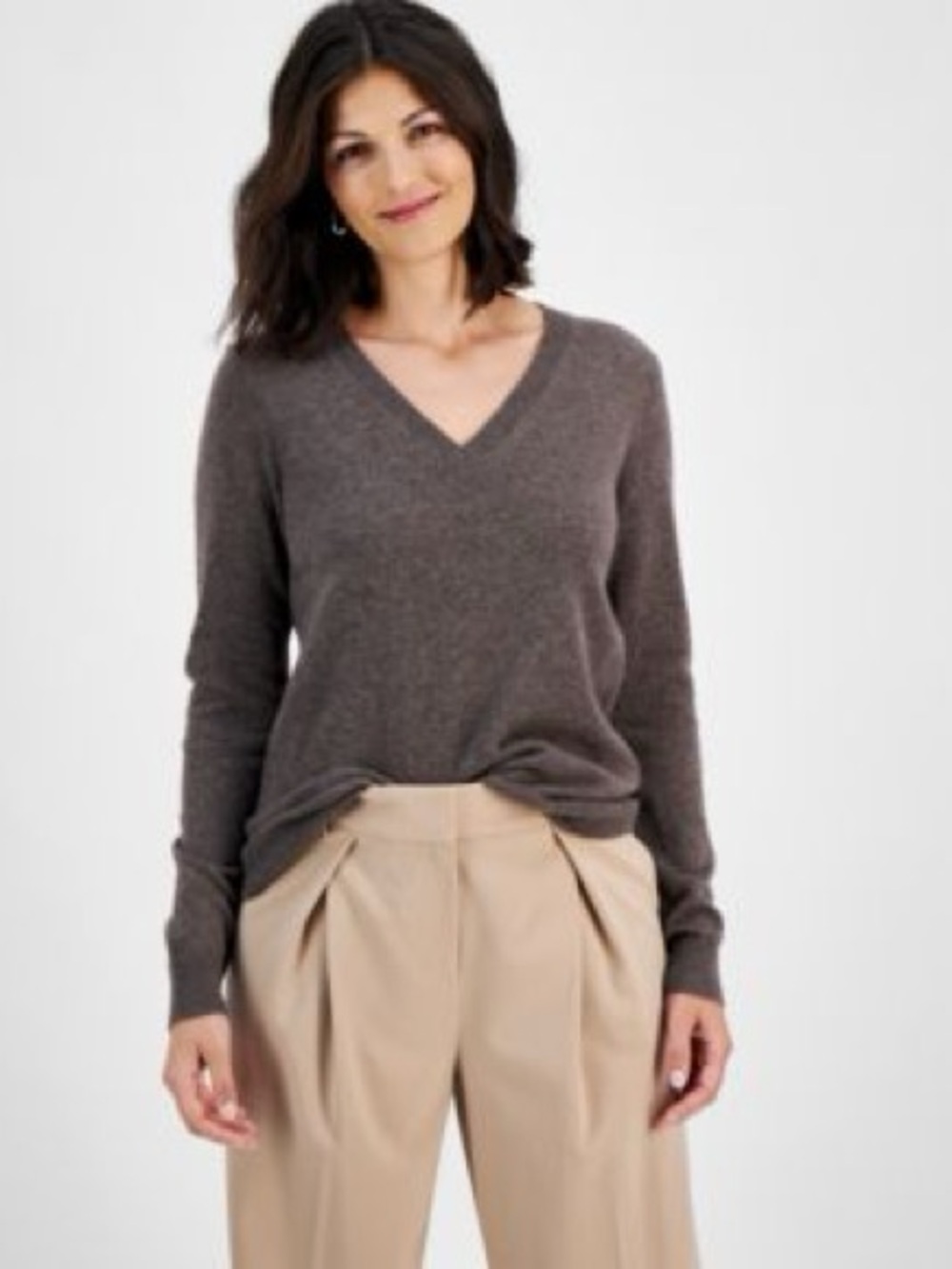 Charter Club Brown V-Neck Sweater